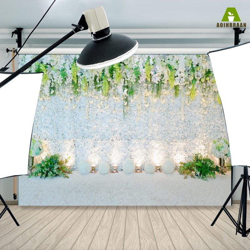 Aoihrraan 3 x 2 m Background for Wedding Reception White