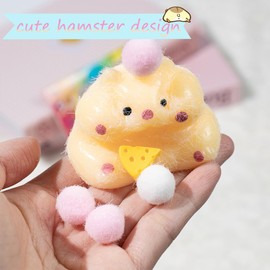 2pcs Taba Squishy Hamster, Soft Squishy Squeeze Toys Hamster Stress Relief Toys, Kawaii Pinch Family Fidget Toys Gifts for Kids Teenage Adults(Hamster)