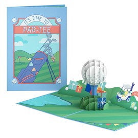 Lovepop Birthday Pop-Up Card for Him - 3D Golf Greeting Cards for Boys, Men - Time to Par-Tee - 5" x 7" Card - Blank Note Card & Envelope Included