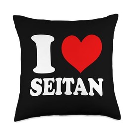 I Love Seitan Vegan Vegetarian Throw Pillow
