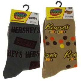Unknown Factory Hersheys & Reeses Pieces Womens Crew Socks Chocolate Gift Chocolate Bar