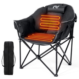 NAIZEA Upgraded Heated Camping Chair - Outdoor Heated Folding Chairs, Oversized Heated Chairs，Heating Chair Sports Portable Folding Heated Lawn Chairs for Patio Outdoor Travel, (Battery NOT Included)