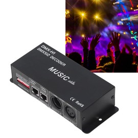 DMX512 Decoder Controller, 4 Channel RGBW Constant Voltage, Engineering Stage Lighting Controller, Versatile LED for Various Light Effects (8A per channel)