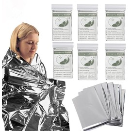 6 Pack Survival Blanket Outdoor Emergency Blanket Supplies, Emergency Blankets Mylar Thermal Blanket, Gigantic Space Blanket 82 * 64 in Survival Blankets Heavy Duty Camping Gear