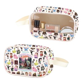 Mystery Shack Clear Makeup Bag Cartoon Inspired PU Leather Cosmetic Bag with Handle Mystery Shack Merch (Mystery Shack PU)