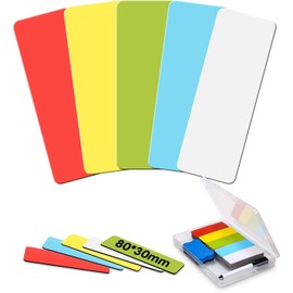 Neuytiky Pack of 100 Magnetic Strips Writeable, 80 x 30 mm Magnetic Signs for Labelling, Wipeable Magnetic Signs for Labelling, Writeable Magnets for Whiteboard, Magnetic Wall and Fridge