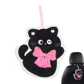 Kitchen Hand Towels,Car Hangable Washcloths - Absorbent Soft Coral Fleece Hangable Cat Pattern Hand Towel for Bathroom, Travel, Farmhouse, Camping, Car, Kitchen