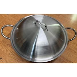 Large Mexican Style Stainless Steel Cazo 20" With Top Handles Wok Comal Griddle Fryer Chicharron Deep Fry Pan Stainless Steel For Carnitas Panza Abajo Paella Belly Down