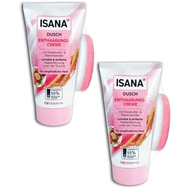 2 x 150 ml Isana Shower Hair Removal Cream with Sponge