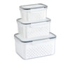 3pcs Drain Storage Basket Box, Fruit Vegetable Storage Container, Transparent