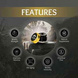 Shilajit for Men and Women - Gold Grade 60 Servings of Sun Dried Organic & Pure Himalayan Shilajit Resin with Fulvic Acid & 85+ Trace Minerals Complex for Energy, Strength & Immune Support, 15 Grams