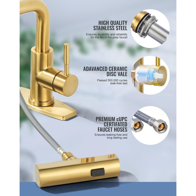 ALEASHA Bar Sink Faucet Single Hole, 3 Water Modes Wet