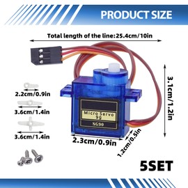 5 Pcs SG90 Micro Servo Motor, Micro RC Servo Motor, Metal Geared MotorKit for ALL kind RC Toys, Compatible with Arduino Projects and Raspberry Pi, Drone/Car/Airplane/Helicopter/Vehicles/Robots