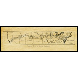 1913 Lincoln Highway Proposed Route Map NEW Metal Sign -  6"x18"