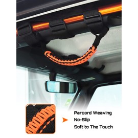 Savadicar 2 x Roll Bar Grab Handles Grip Handle for Jeep Wrangler CJ YJ TJ JK JL & Gladiator JT 1955-2023, Interior Accessories, Neon Orange