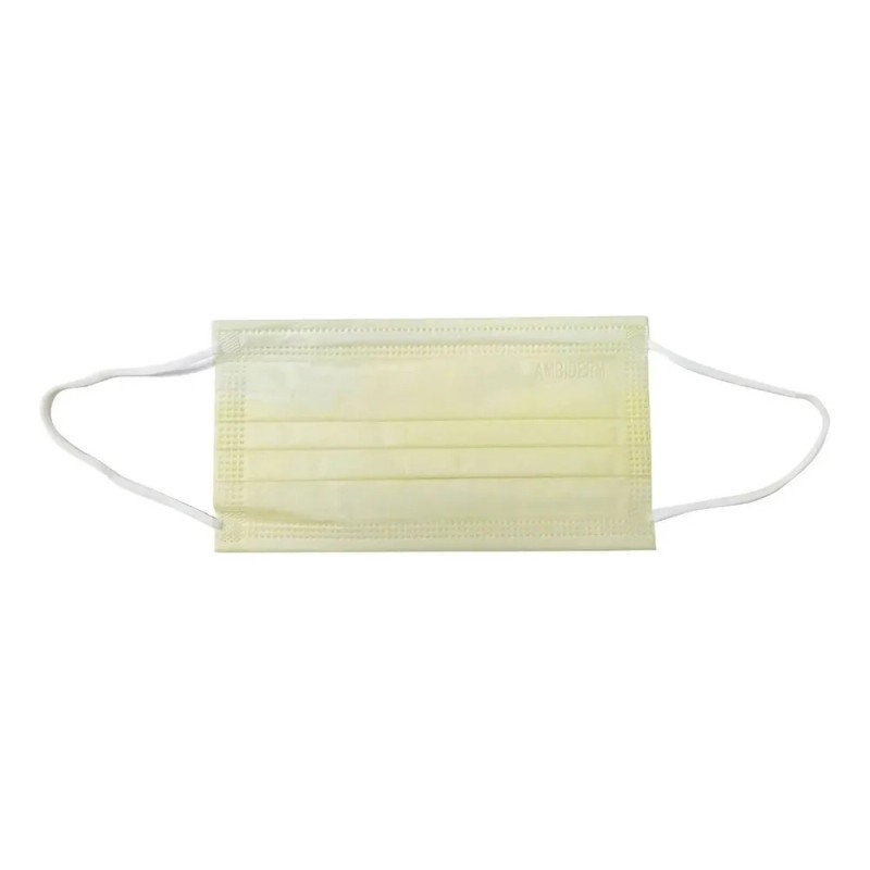 Cubreboca Econoply 3 Pliegues Ambiderm Colorfull Caja C/50 Color Amarillo