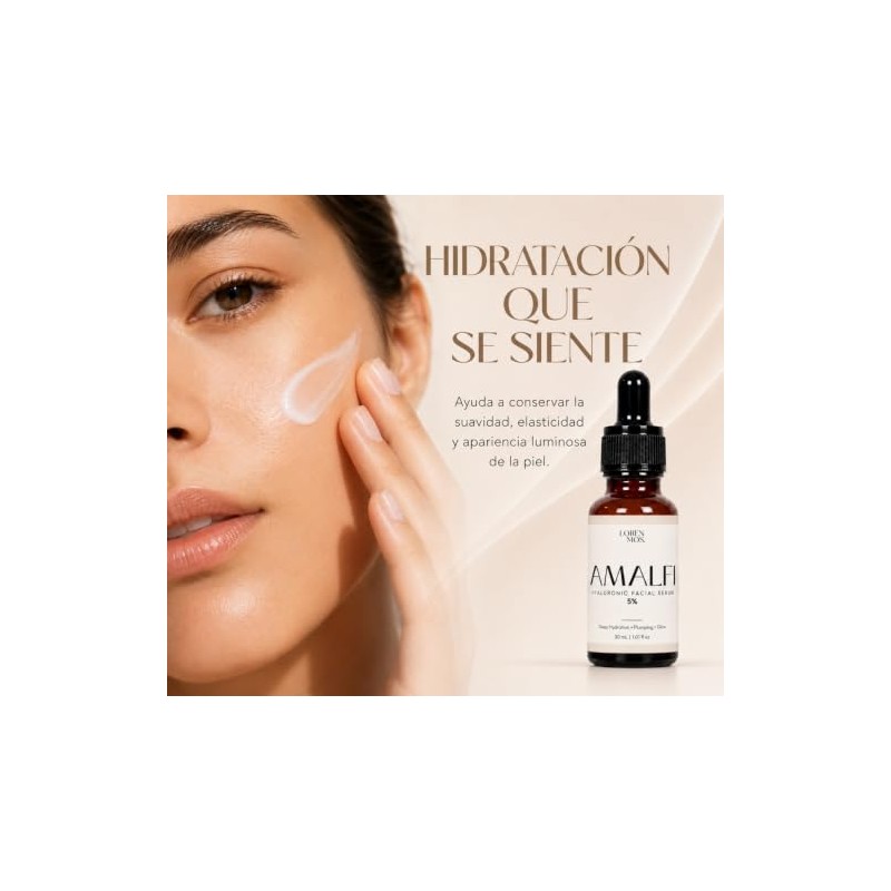 Amalfi Sérum Facial Hidratante con Ácido Hialurónico 5%, 30 mL.
