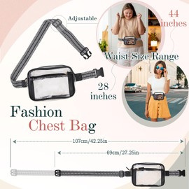 Waist Bag for Women, VX VONXURY Clear Fanny Pack Lightweight Crossbody Belt Bag with Adjustable Strap for Outdoor Running Hiking,Black