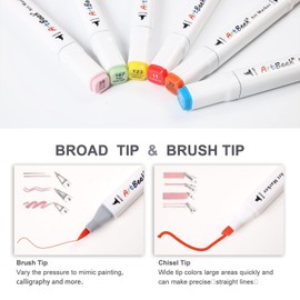ArtBeek 120 Colors Brush Tip Alcohol Markers, Coloring Markers for Adult Coloring Books No Bleeding, Dual Tip (Brush & Chisel Tip)