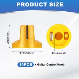 MECCANIXITY 10pcs Gold Guitar Effect Pedal Knob, 9/16" Plastic Insert Electric Guitar Knobs for Amplifier Guitar Bass Volume Control