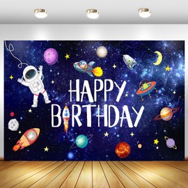 Geburtstagsparty Hintergrund,Galaxie Planet Astronaut Rakete Hintergrund Banner,Geburtstagsdeko Banner,Weltraum Happy Birthday Fotografie Hintergrund,Geburtstag Party Dekoration,150 x 100 cm