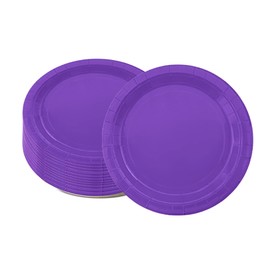 ATBEAMEN 16PCS Deep Purple Paper Plates, 7 inch Solid Color Round Dinner Plates, Disposable, Eco-Friendly, Durable, Ideal for Parties, Family Gatherings, School Events, Outdoor Activities