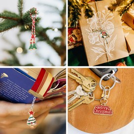 KISSITTY 40pcs Christmas Enamel Charms for Jewelry Making Crystal Rhinestone Reindeer Tree Wreath Bell Snowflake Snowman Dangles Pendants for Xmas Earrings Bracelets Necklaces Gifts