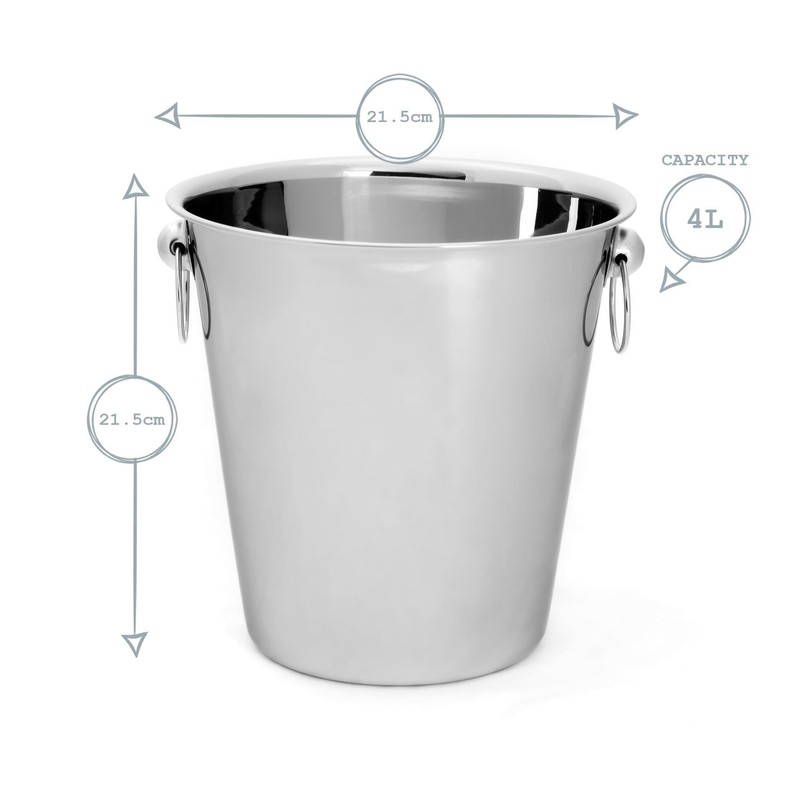 Rink Drink Champagne/Wine/Ice Chiller Bucket - Stainless Steel - 4