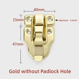 6 Pack Vintage Style Box Toggle Latch Antique Metal Duck Bill Hasp Lock for Jewelry Box Cabinet Small Wooden Box Plain Box Craft Vintage Style Box (Gold Without with Padlock Hole)