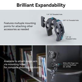 SMALLRIG Crab-Shaped Clamp with 1/4"-20, 3/8"-16 Locating Hole for ARRI, Payload 7.7lbs/3.5kg, for Most Photographic Accessories - 3755B