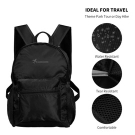 Lightweight Foldable Backpack Small Waterproof Hiking Rucksack Durable Packable Backpacks for Women Men Outdoor Hiking Biking Travelling Walking Camping (Black, Medium)