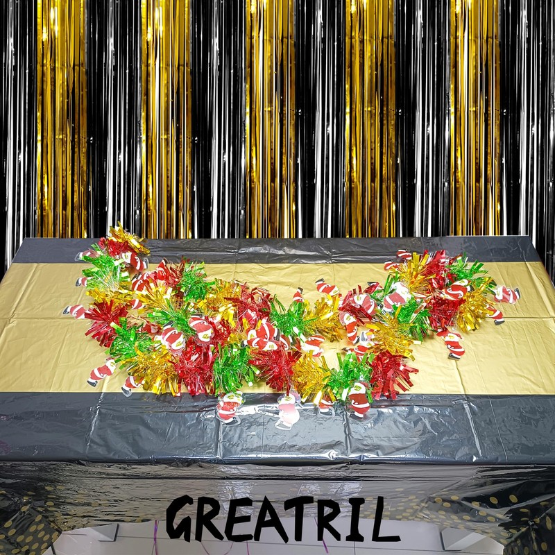 Black Gold Party Table Cloth Decorations - GREATRIL 2 Packs