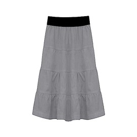 Baby'O Girl's Lightweight 4 Tiered Cotton Twill Below The Knee Skirt (Grey - Large)