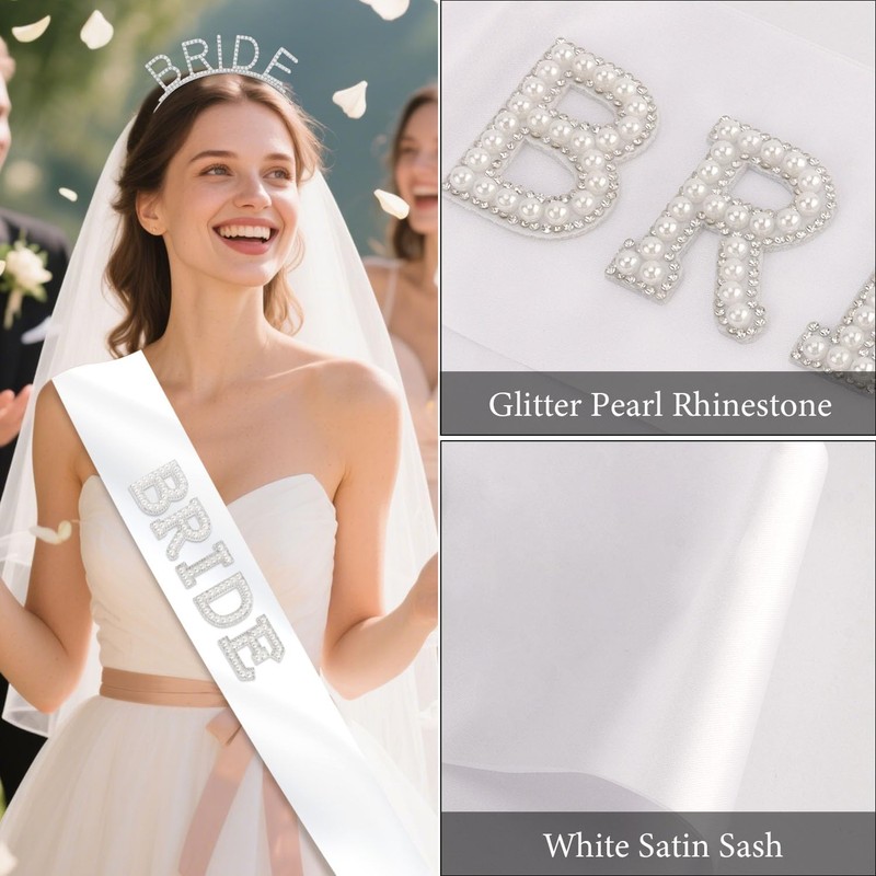 Atoden Bride Sash and Headband Bachelorette Party Decorations Bridal Shower