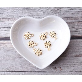 Ruwado 50 Pcs Mini Flowers Charms Metal Vintage Cute Vintage Small Flower Pendants for Jewelry Making Kit Bracelet Necklace DIY Making Crafting Project Accessories Supplies (Gold)