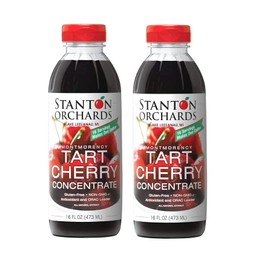 Stanton Orchards Montmorency tart cherry concentrate - Unsweetened 100% Juice Concentrate | All-Natural, Vegan, ORAC Leader, BPA & Gluten Free - 16 OZ 2-Pack