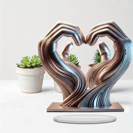Heart Hand Sculpture, Hands Sculpture Heart-Shape Modern Art Acrylic Home Decor, Meaningful Aesthetic Decoration for Bookshelf, Coffee Table, Bedroom