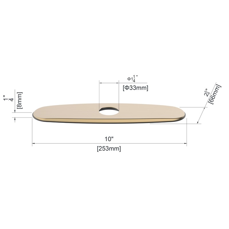 Derengge RP-1105-BG 8 Inch Faucet Deck Plate Kitchen Escutcheon Hole