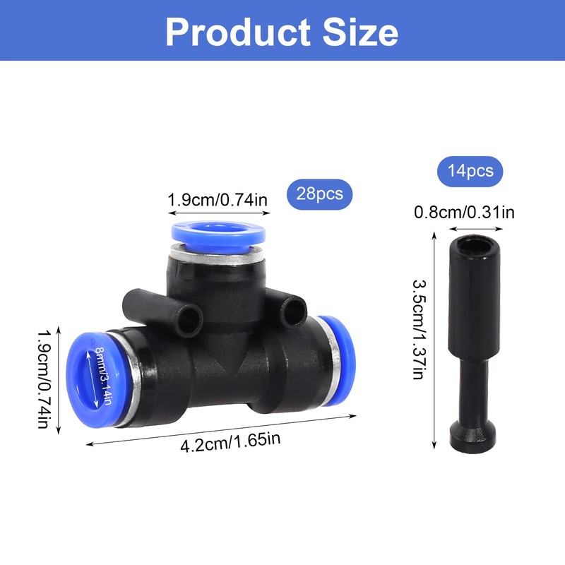 42-Piece Set T Pneumatic Connector 8 mm T Connector Pneumatic
