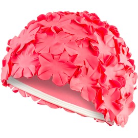 Aqua Speed Swimming Cap Flowers Women's Swimming Cap Pink Retro Swimming Cap Ladies Swim Cap Bathing Cap Flowers Swimming Cap for Long Hair Swimming Hat Women Latex Pink Bloom