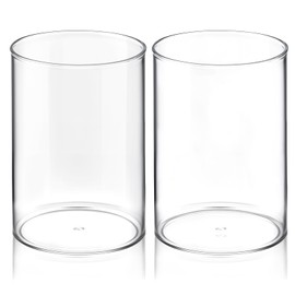 2 Pcs Pen Holder Acrylic Cylinder Container Stylish Clear Acrylic Desk Organizer Round Makeup Brush Storage Desktop Pencil Cup Clear Stationery Organizer for Home School Office Supplies Countertop