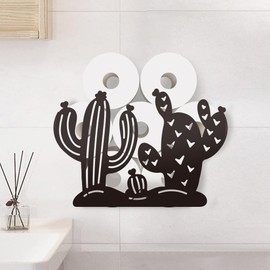 WADORN Cactus Toilet Paper Holder, Metal Cactus Plant Wall Mounted Toilet Paper Storage for Extra 8 Rolls Funny Toilet Paper Organizer Toilet Paper Roll Holder for Bathroom Home Office Décor