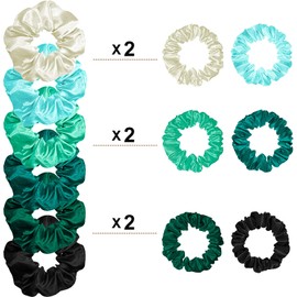 24 Pieces Satin Hair Scrunchies Silk Elastic Hair Bands Skinny Hair Ties Ropes Ponytail Holder for Women Girls Hair Accessories Decorations (Fresh Colors, Plain Pattern)