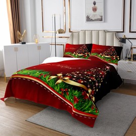 Christmas Coverlet Set Colorful Glitter Xmas Tree Quilted Bedspread Merry Christmas Quilted Coverlet for Boys Girls Kids New Year Holidayation Quilted King Size