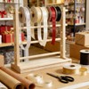 Nudaoz Wooden Craft Organizer 15.75 Inch, Ribbon Spool Holder Storage