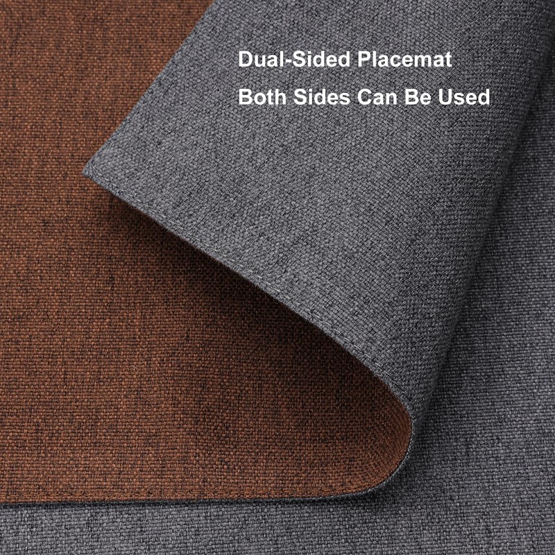 Banchif Textile Burlap Linen Placemats Dual-Sided Placemats Set of 6