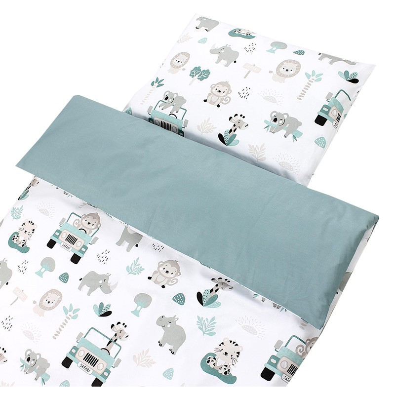 TupTam Children Bedding Set Duvet Cover Pillowcase Two-Sided, Zoo Green,
