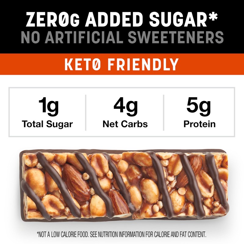 KIND ZERO Added Sugar Bars, Peanut Butter Dark Chocolate, Keto