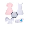 Cosplay.fm Disfraz de enfermera para mujer, vestido rosa con sombrero