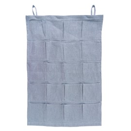 HSOFTIFY 100% Linen Hanging Storage Bag with 20 Pockets, Wall Hang Over The Door Closet Organizer for Socks Underpants, Blue